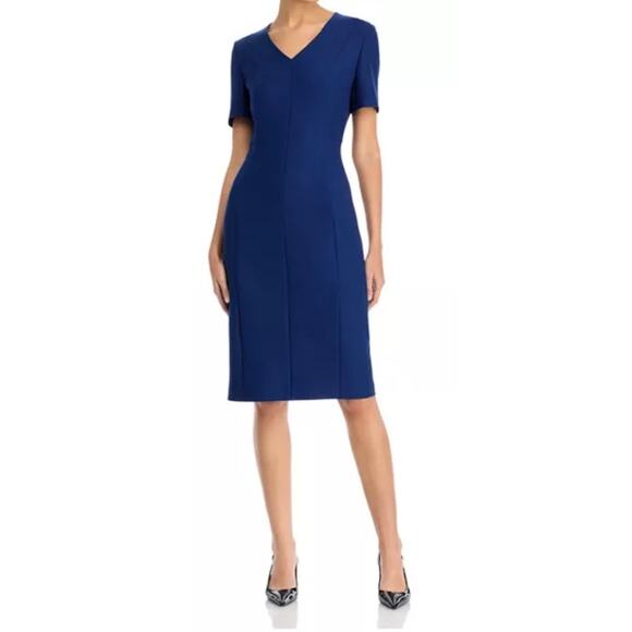 BOSS Damaisa short sleeve Sheath Dress blue size 12 - Picture 1 of 8